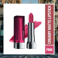 Maybelline New York Color Sensational Creamy Matte Lipstick, Matte Finish - 680 Mesmerizing Magenta, 3.9g with FREE Color Sensational Creamy Matte Lipstick, Matte Finish - 656 Clay Crush