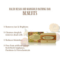 Ohria Ayurveda Haldi, Besan & Marigold Bathing Bar | Gentle Cleansing, Hydrating & Nourishing Soap | Enriched with Turmeric, Gram Flour & Marigold Extract | Ideal for All Skin Types - 120g