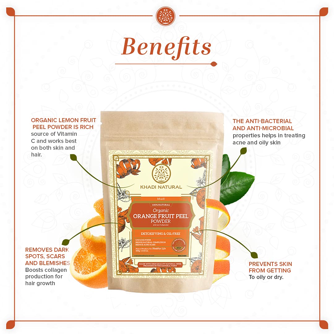 KHADI NATURAL Orange Fruit Peel Organic Powder Pack of 2 (2x100gm) 200gm