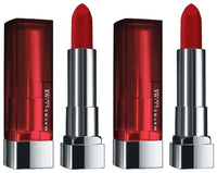 Maybelline New York Color Sensational Creamy Matte Lipstick, 634 Bold Crimson, 3.9g and Maybelline New York Color Sensational Creamy Matte Lipstick, 690 Siren in Scarlet, 3.9g