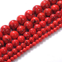 Natural Stone Beads 4mm Red Turquoise Gemstone Round Loose Beads Crystal Energy Stone Healing Power for Jewelry Making DIY,1 Strand 15