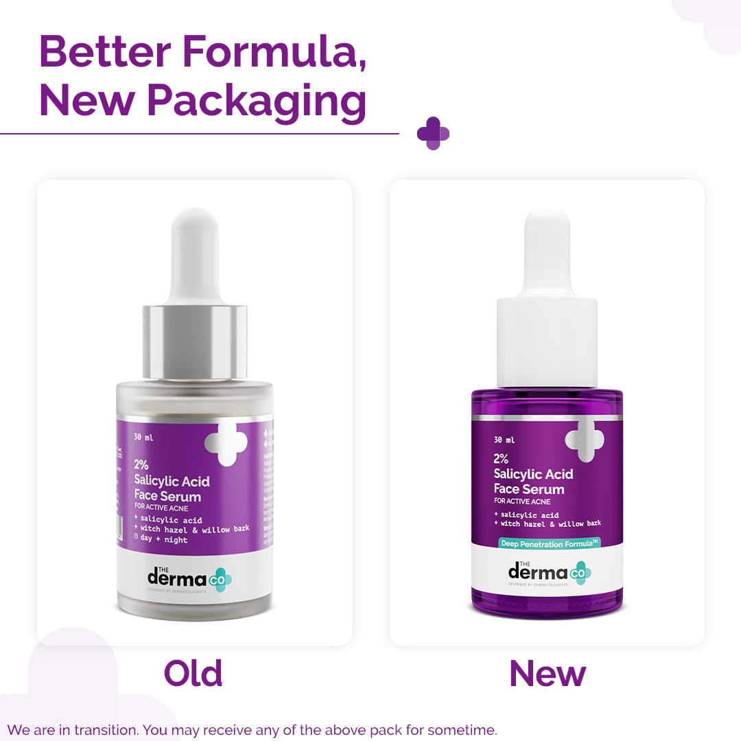 The Derma Co 2% Salicylic Acid Face Serum | Reduces acne & blackheads | Tightens pores | Exfoliates & soothes inflammation | 30 ml