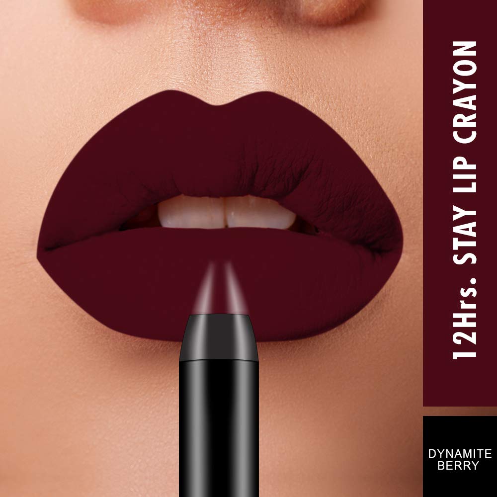 Swiss Beauty 12 Hrs. Stay Matte Lip Crayon, Dynamite Berry, 3g - Long Lasting, Waterproof, Super Stay, Matte Finish Lip Crayon, Long Wear, Crayon Lipstick