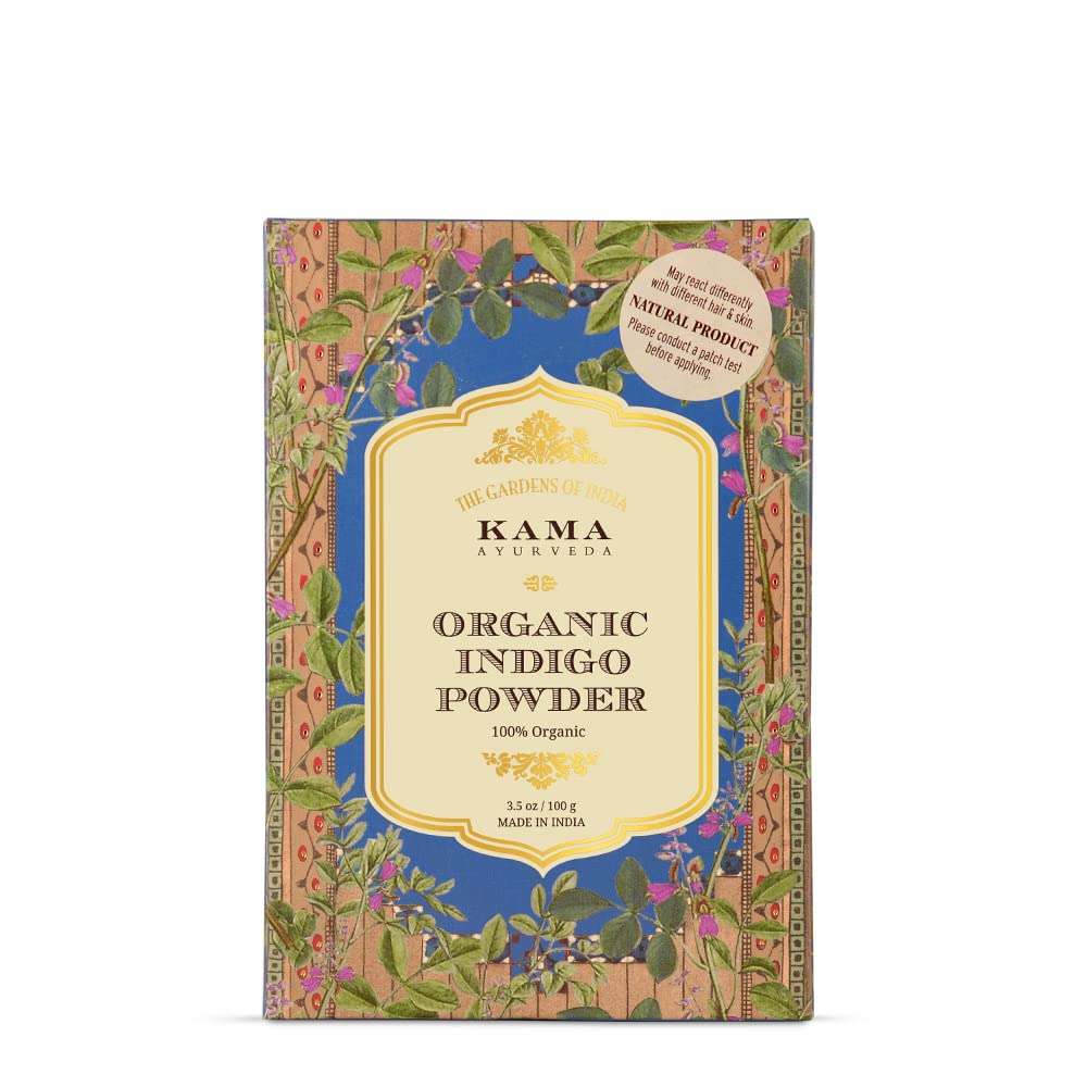 Kama Ayurveda Organic Henna Powder & Organic Indigo Powder, 100g each (Pack of 2)