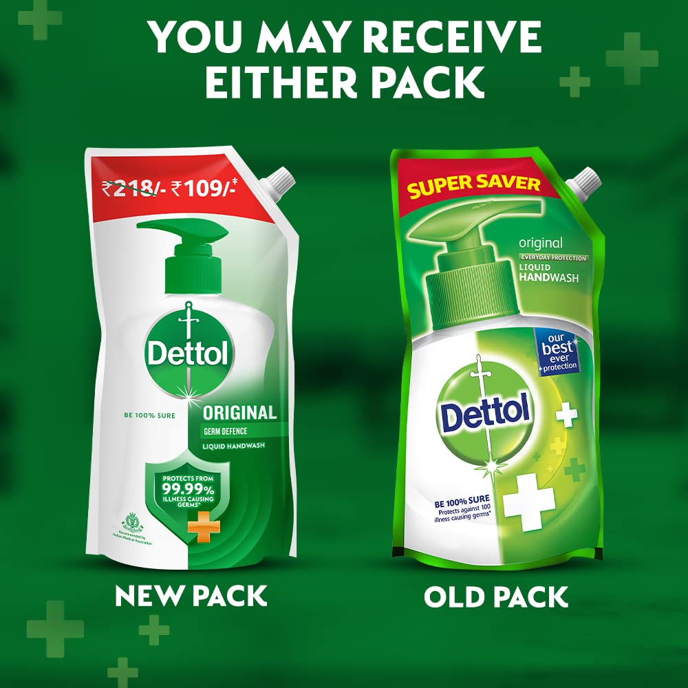 Dettol Liquid Disinfectant for Floor Cleaner, Surface Disinfection,Personal Hygiene & Liquid Handwash Refill - Original Germ Protection Hand Wash | Antibacterial Formula | 10x Better Germ Protection