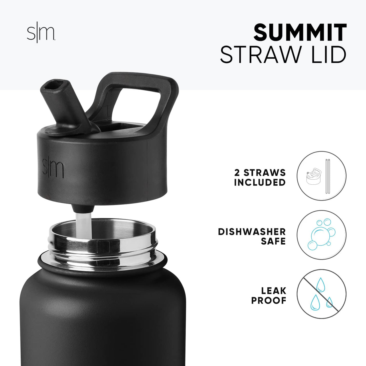 Simple Modern Water Bottle with Straw Lid Vacuum Insulated Stainless Steel Metal Thermos | Reusable Leak Proof BPA-Free Flask for Gym, Travel, Sports | Summit Collection | 22oz, Sea Glass Sage -Sea Glass Sage