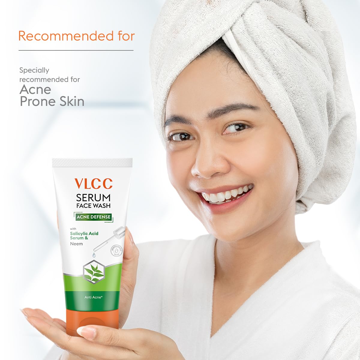 VLCC Serum Facewash - 100ml | with Salicylic Acid Serum to Unclog Pores & Neem to Prevent Acne | Dermatologically Tested | Kills 99% germs that cause acne