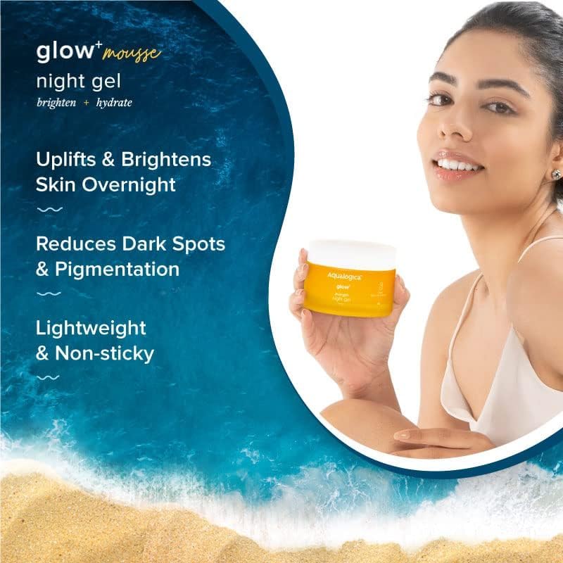 Aqualogica Glow+ Mousse Vitamin C Night Gel with Papaya for Pigmentation & Dark Spots for Men & Women - for Oily, Dry & Glowing Skin -50g