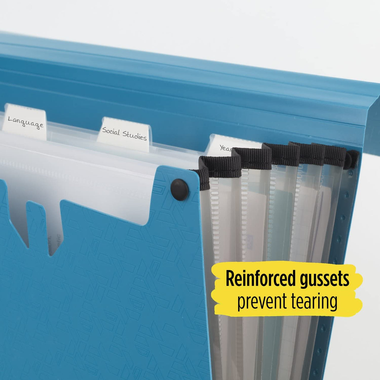 Five Star 6 Pocket Expanding File Organizer, Plastic Expandable File Folders with Pockets and Tab Inserts, Holds 11" x 8-1/2", Bungee Closure, Tidewater Blue (72393)