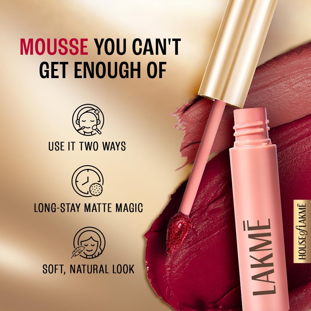 Lakmé 9 To 5 Weightless Matte Lip & Cheek Color|| Rosy Plum|| 9 G