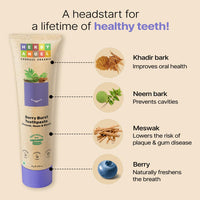 Herby Angel Baby Toothpaste Berry Burst - Herbal Kids Oral Care with Neem, Khadir & Meswak | Promotes Strong Teeth & Healthy Gums | Fluoride Free,Organic & Safe for Toddlers (25 GM) (Pack of 1)
