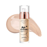 Lakyou Beauty High Coverage Foundation | Lightweight Waterproof Base Makeup | Weightless Matte Effect | Long-Lasting Silky Smooth Finish | 60ml (04(Natural Nude), 60ml)