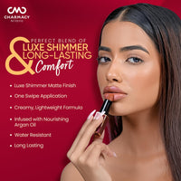 Charmacy Milano Diamond Rush - Sapphire 81, Creamy & Lightweight Lipstick, Long-Lasting Lipstick, Luxe Shimmer & Matt Finish, 3.8 Gms