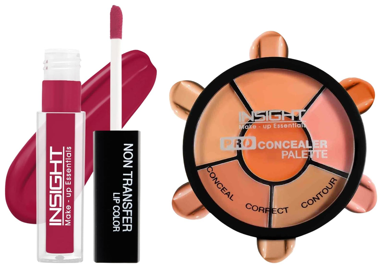 Insight Cosmetics Pro Concealer Palette-ConcealerConceal Correct Contour WaterProof (CR105-Concealer) Non Transfer Lip Color Matte Texture12Hrs Waterproof, 4ml(LG40-14)