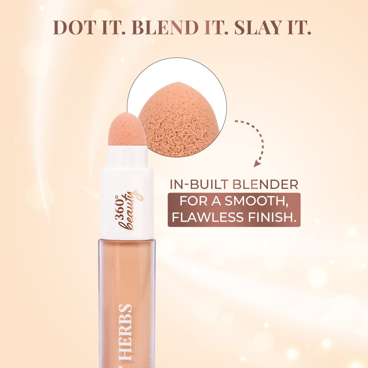 Just Herbs Concealer for Face Makeup With Liquorice Root Dewy Finish, Full Coverage Ultra Blendable Dark Circle Spot Brightening and Correcting Concealer 6ml (Sand)