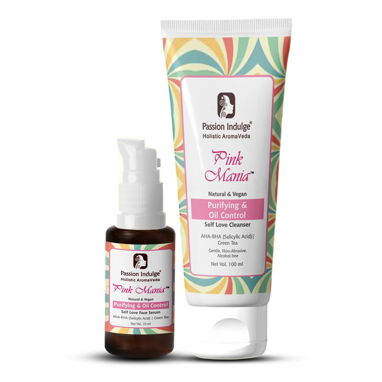 Passion Indulge Acne Control Kit for Oily Skin | Pink mania AHA-BHA Face cleanser & Face Serum