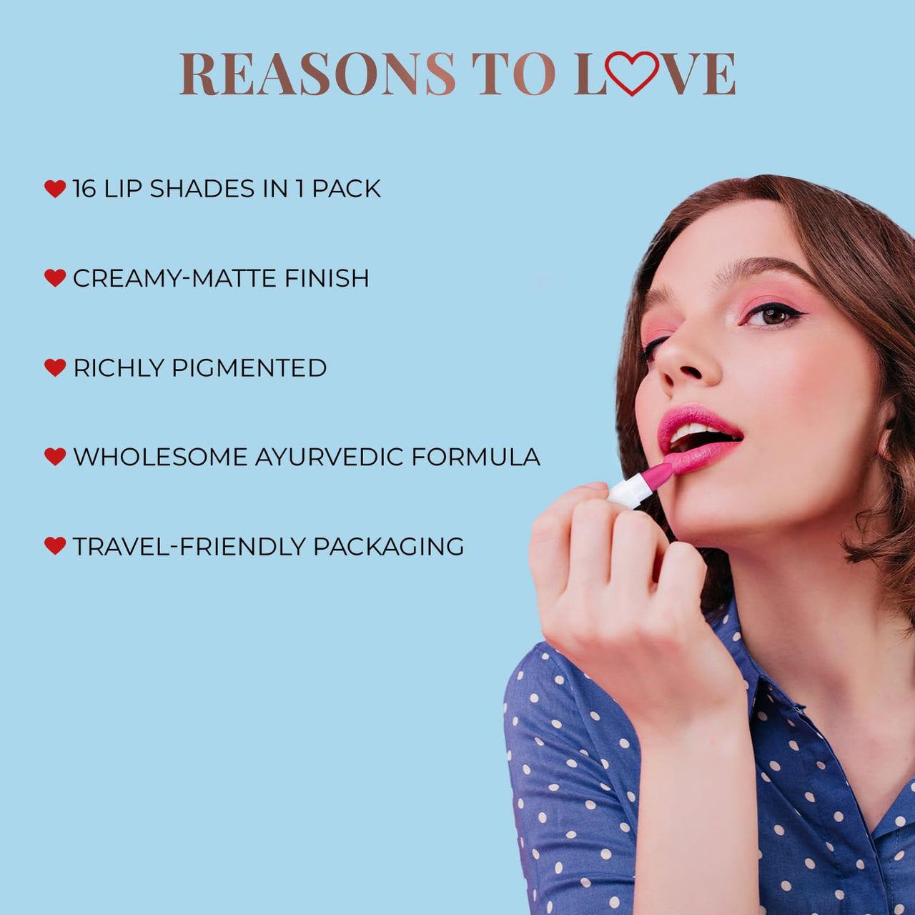 Just Herbs Ayurvedic Creamy Matte Micro Mini Lipstick Kit Lip Hydrating & Moisturizing, Lipsticks for Women Suitable All Indian Tones (Pack of 32)