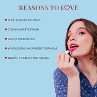 Just Herbs Ayurvedic Creamy Matte Micro Mini Lipstick Kit Lip Hydrating & Moisturizing, Lipsticks for Women Suitable All Indian Tones (Pack of 32)