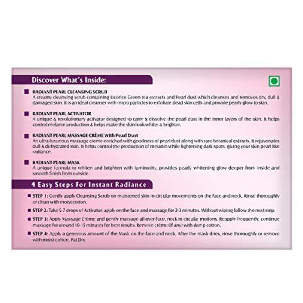 Lotus Herbals Radiant Pearl Cellular 1 Facial Kit | For Deep Cleaning | With Pearl Extracts & Green Tea | 37g
