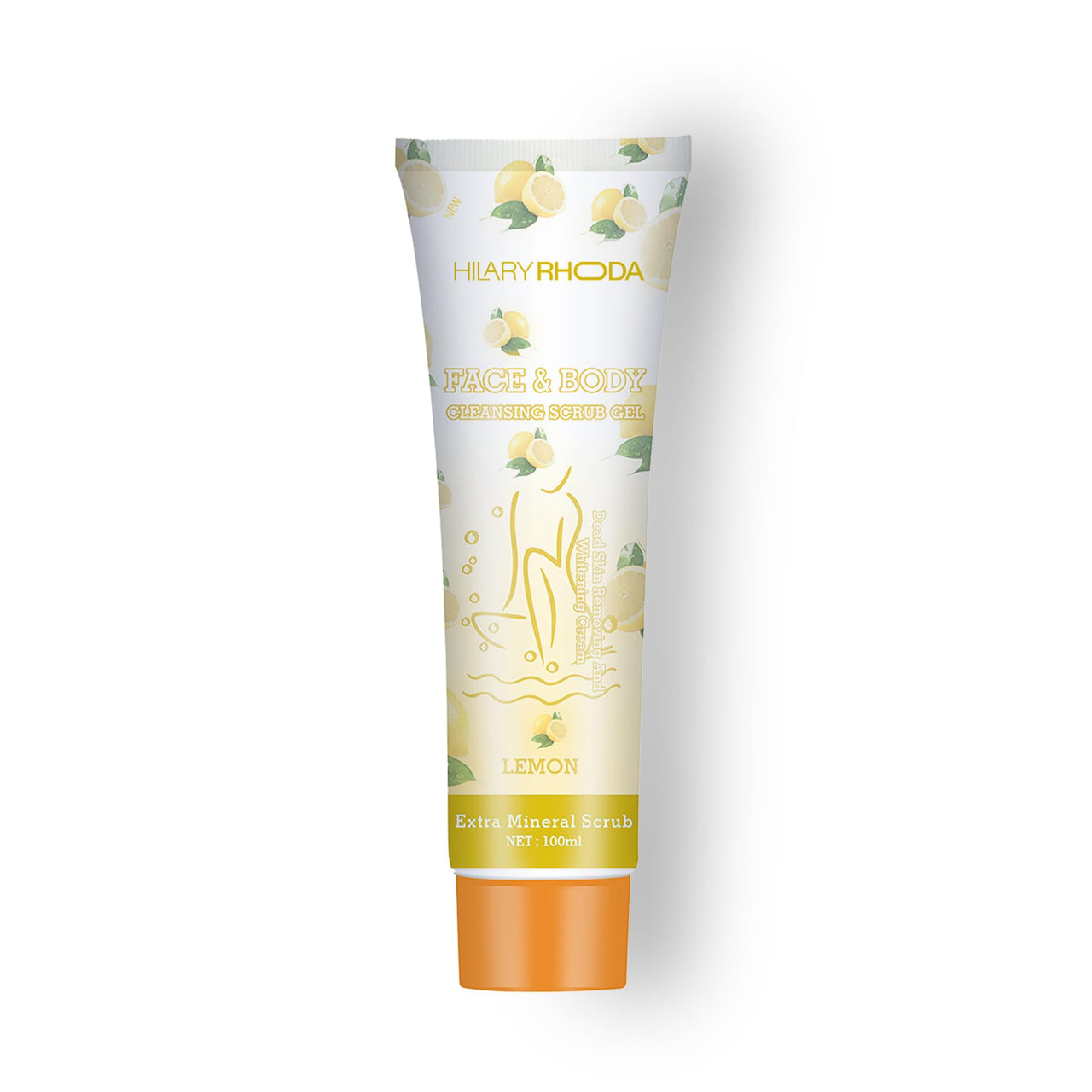 Hilary Rhoda Face & Body Cleansing Scrub Gel | Dead Skin Removing Cleansing Scrub Gel | Gently Exfoliates Skin Cells | Removes Dirt & Oil | 100ml (Lemon-Shade 02)