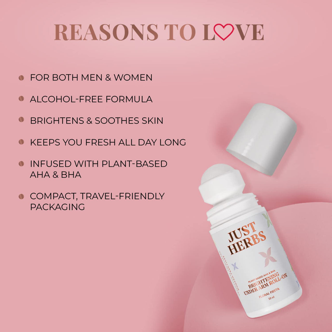 Just Herbs Unisex Vanilla Under Arm Roll On Deodorant - 50 Ml & Tinted Lip Balm 4 G (Beetroot) Combo, 2 Count