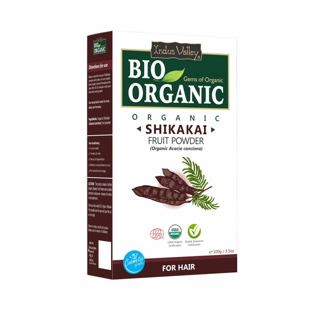 INDUS VALLEY Organic Shikakai Powder for Frizzy, Soft & Shiny Hair | Acacia Concinna For Hair Care | Strengthening, Nourish, Conditioner & Cleanser - (100G), 1 Count