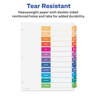 Avery Jan-Dec 12 Tab Dividers for 3 Ring Binders, Customizable Table of Contents, Multicolor Tabs, 1 Set (11127)