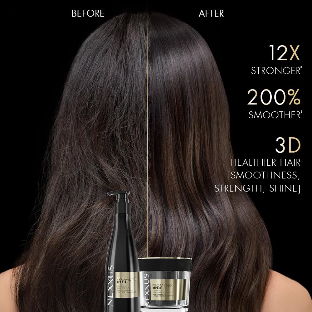 Nexxus Promend Repair Keratinizing Shampoo For Damaged Hair 250ml | 12 X Stronger | 200% Smoother | Crafted with Magnolia Parfum Fragrance Profile