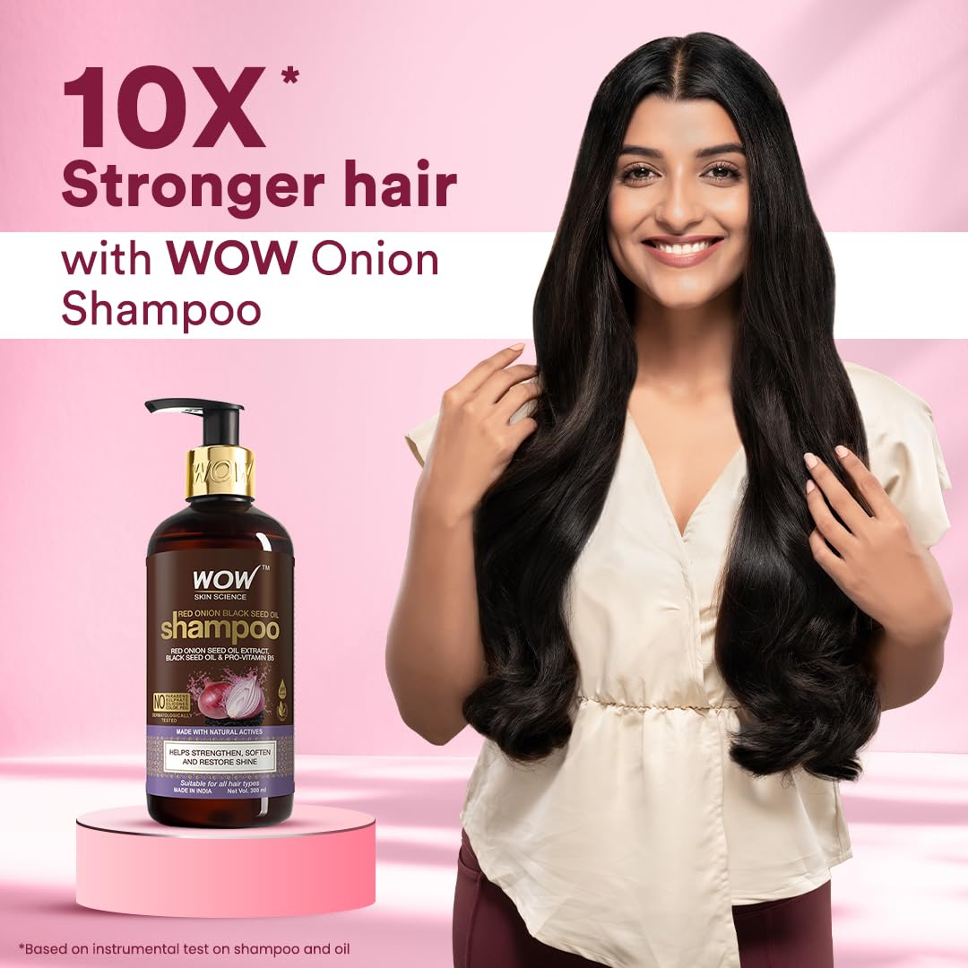 WOW Skin Science||Combo ion Black Seed Oil Shampoo with Red Onion Seed Oil Extract Black Seed Oil & Pro-Vitamin B5 Controls Hair fall Sulphate & Paraben Free For Men & Women - 300ml