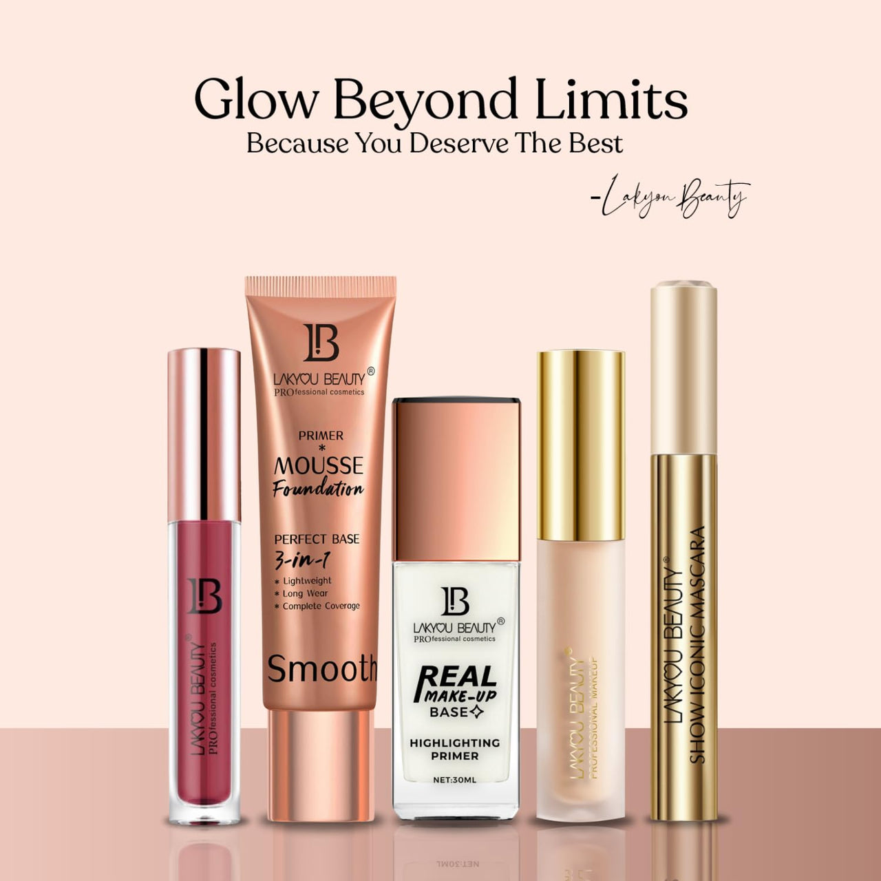 Lakyou Beauty Real Makeup Base | Highlighting Primer | Hydrating and Illuminating | 30ml | (Pink Tint, 30ml)