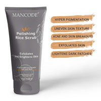 Mancode Polishing Rice Scrub for Oil Control, unclogs your pores help to Brighten Skin Face scrub 100gm