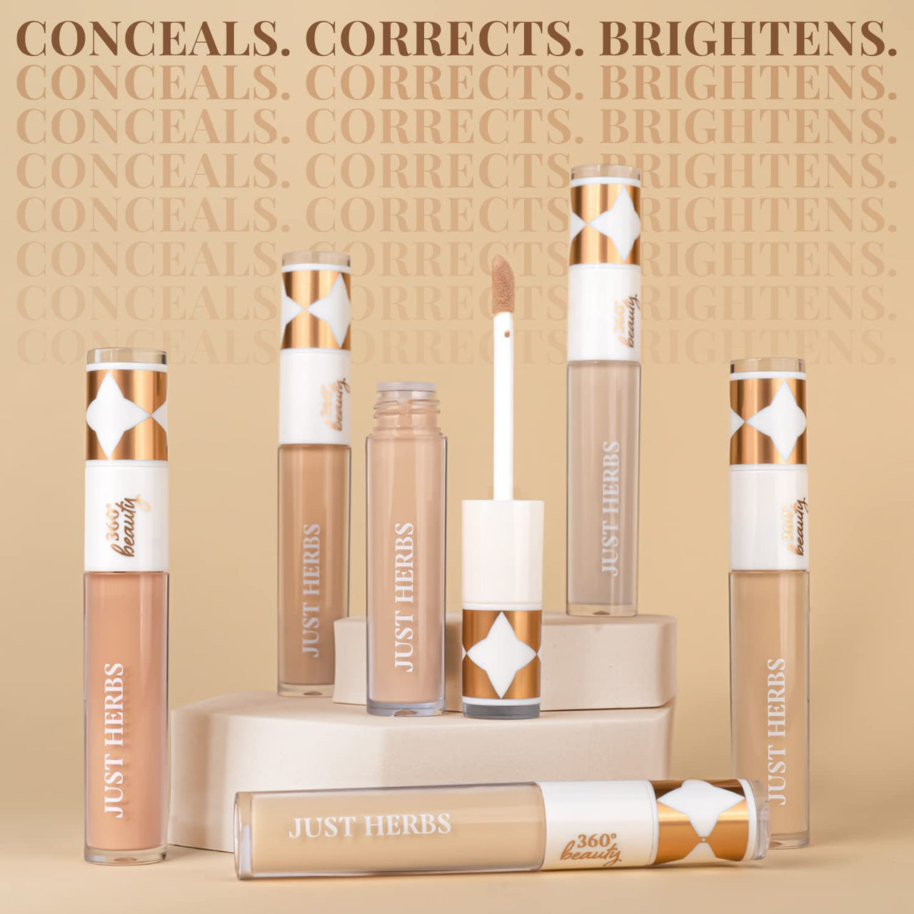 Just Herbs Full Coverage Oil All Skin Typ Concealer for Face Makeup 6ml (Natural) & Tinted Lip Balm 4 g (Cherry) Combo