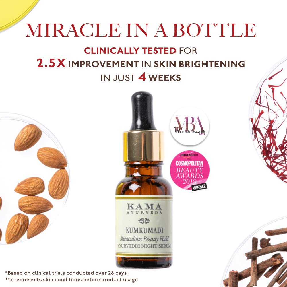 Kama Ayurveda Kumkumadi Miraculous Beauty Ayurvedic Night Serum, 12ml & Rose Lip Balm, 5g