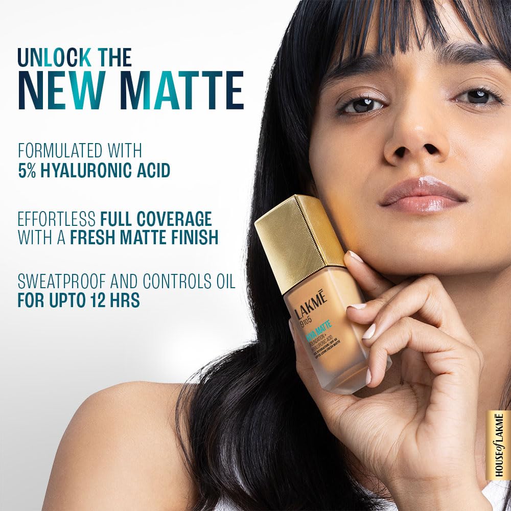 Lakmé 9to5 Hya Matte Foundation + Hyaluronic Acid Cool Walnut - 25ml