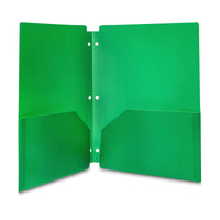 Basics Plastic 3 Hole Punch Folders with 2 Pockets, 8.5 x 11 inches, Pack of 12, Assorted Color