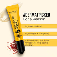 Dr Sheth's Kesar & Kojic Acid Lip Balm | Reduces Lip Pigmentation | SPF 50+ PA+++| 24H Moisturization|Non Sticky | Lightweight | For Dark, Dry, Flaky Lips | Natural Oils & Butters | All Genders | 10g