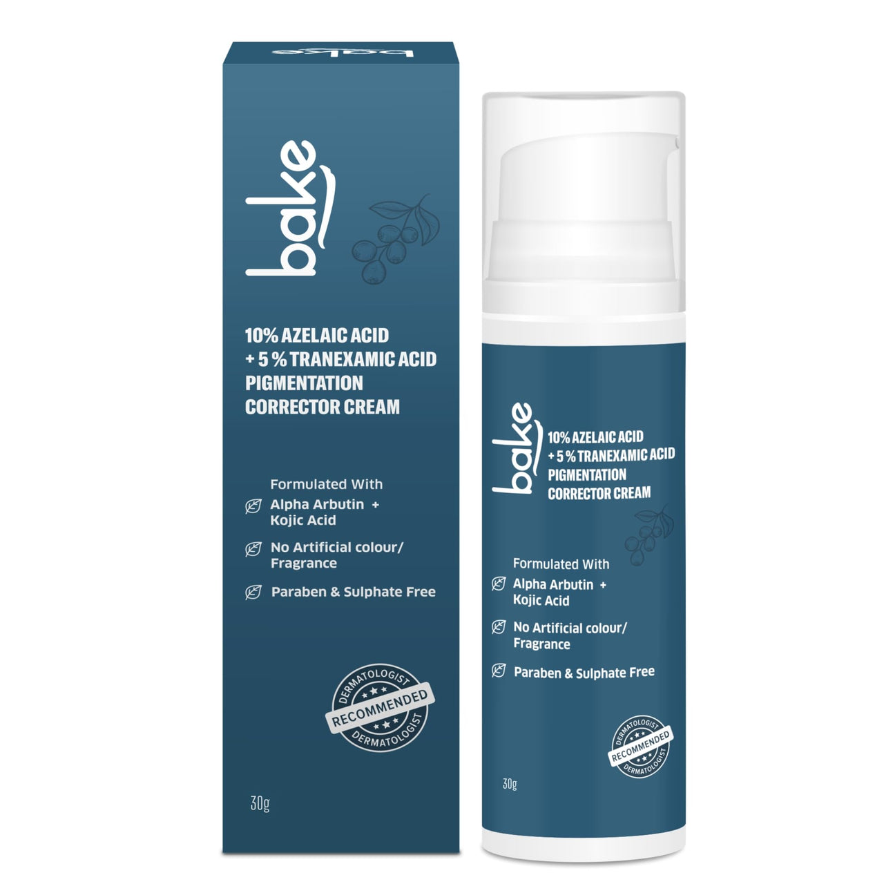 BAKE 10% Azelaic Acid + 5% Tranexamic Acid Pigmentation Corrector Cream for Dark Spots, Pigmentation & Tan Removal | Fades Acne Marks & Scars | For All Skin Types | For Men & Women | 30g