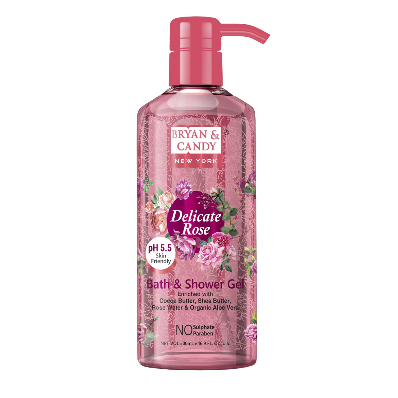 Bryan & Candy Shower Gel with Aloe Vera. Gentle, Moisturizing Body Wash for Soft, Supple Skin (Delicate Rose Shower Gel, 500ml)
