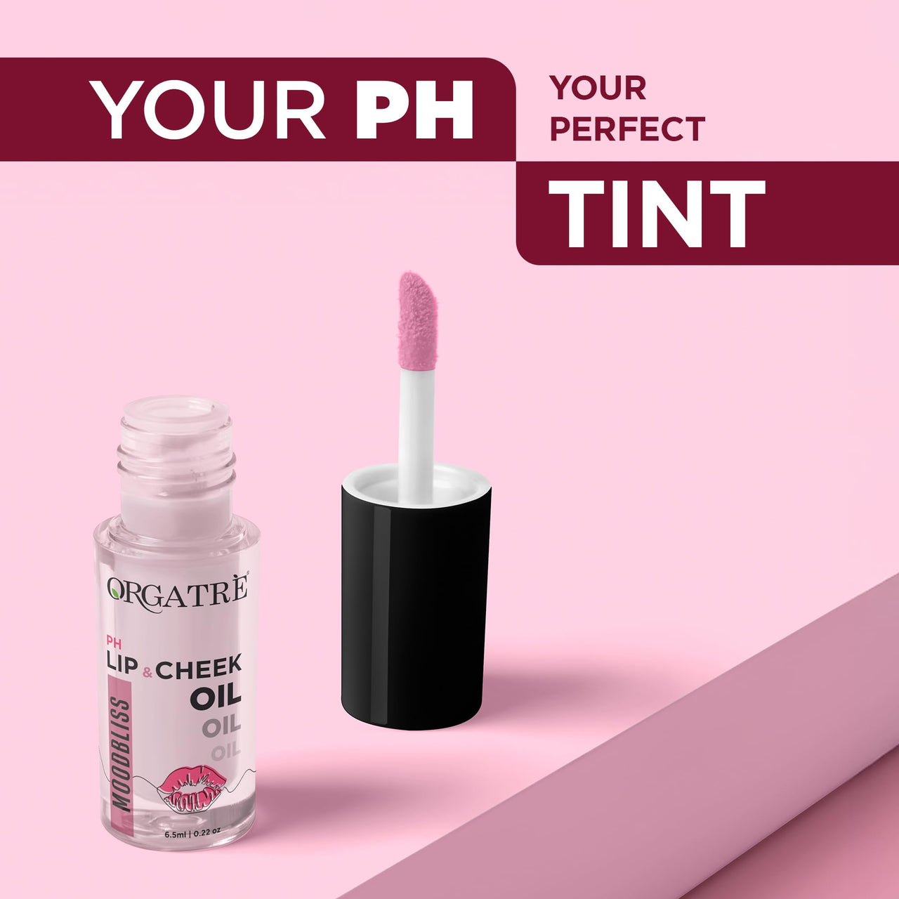 Orgatre PH Lip & Cheek Oil | Lip tint gloss | Color Changing Tint for Women | With Jojoba & Olive Oil, Vitamin E | Non-Sticky, Hydrating & Long-Lasting Glow | 2-in-1 Lip & Cheek Tint for Soft Pink Look | 6.5ml