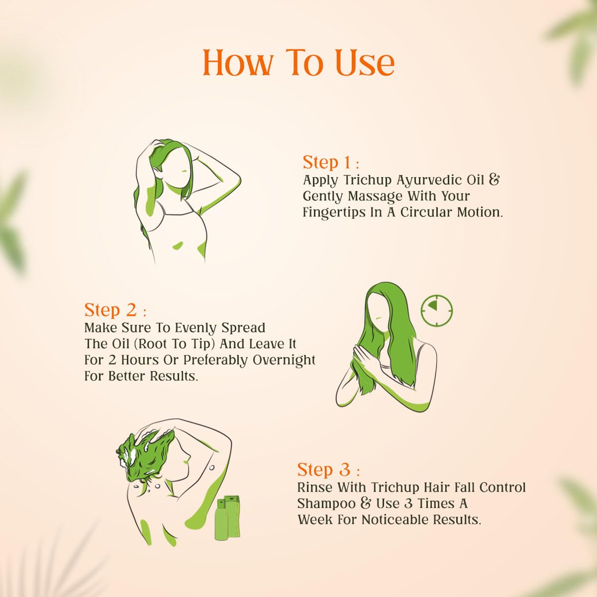 Trichup Ayurvedic Hair Fall Control Oil | No Mineral & Paraben- Pack of 3 x 100ml