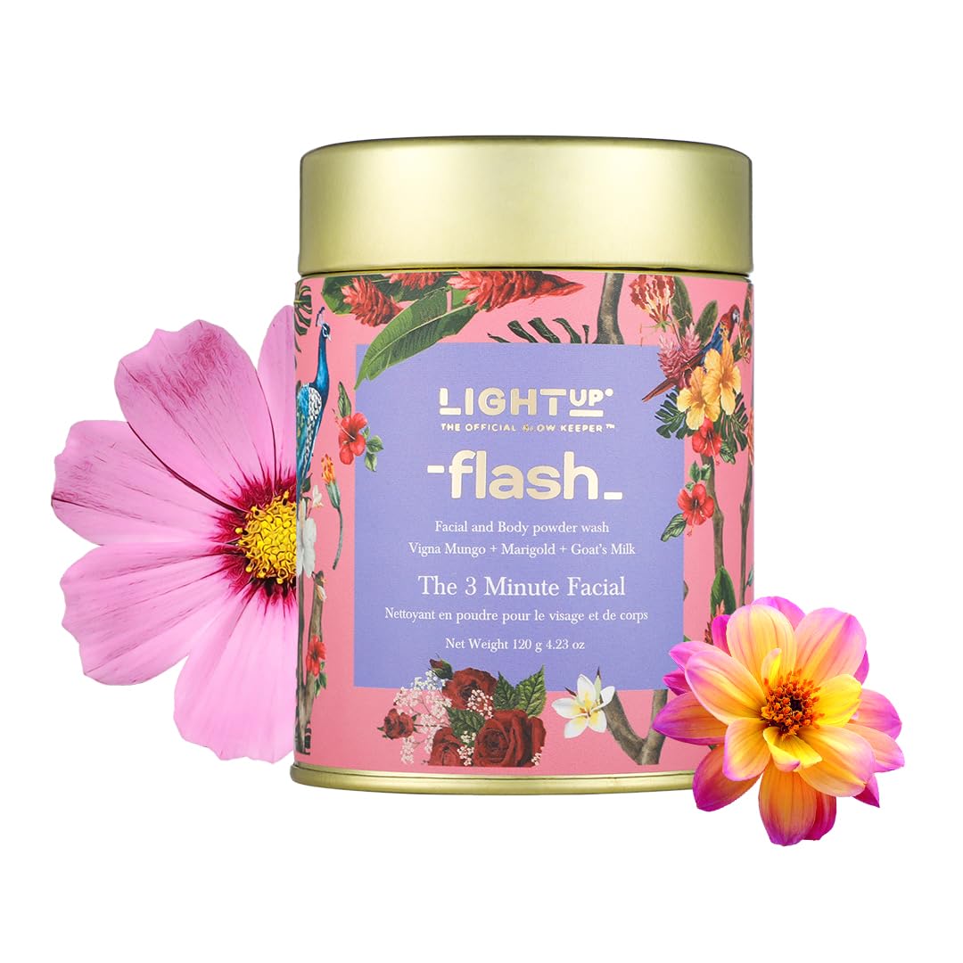 Light Up Flash Face&Body Brightening Ubtan-3 Minute Facial,Goat'S Milk,Marigold,Hibiscus,Rose,Guava&Vitamin C: Instant Glow,Tan Removal,Gentle Exfoliation,Natural Radiance,Bridal-120 Gm,Scrub,1 Count }