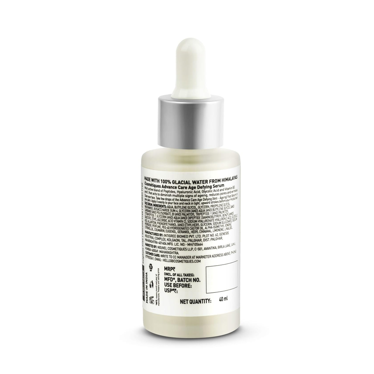 iCosmetiques Age Defying Face Serum |Reduces Wrinkles, Spots, Pores |Peptides, AHA, Vitamin C |Anti-Aging, Brightening, Hydrating |With Himalayan Glacial Water |Unisex Advance Care Formula |40ml
