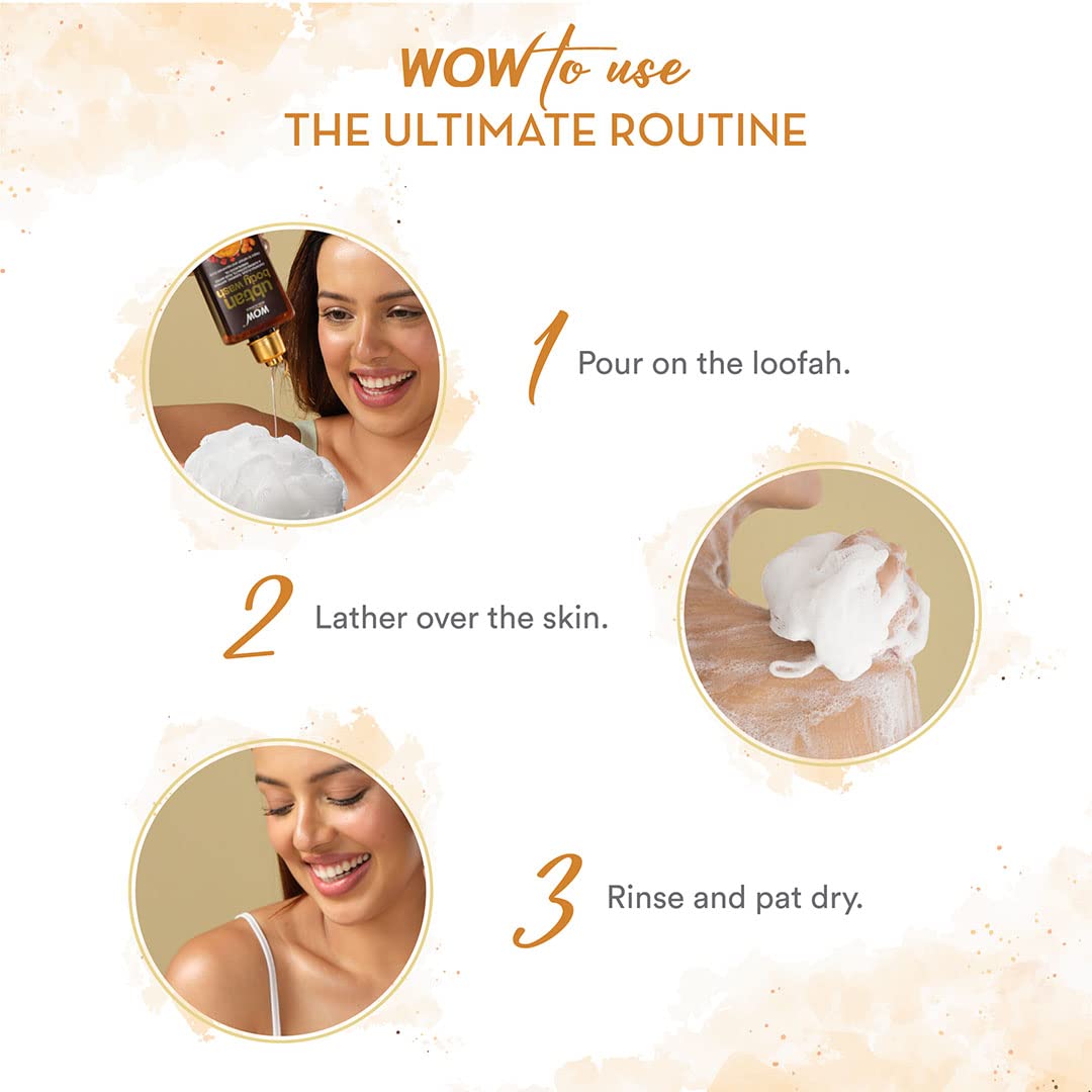 WOW Skin Science Ubtan Body Wash with Chickpea Flour, Almond Extract, Safron & Turmeric Extracts - Natural De Tan - No Sulphate, Parabens, Silicones & Color - 250 mL