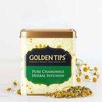 Golden Tips Chamomile Herbal Infusion Tea, Calming & Aromatic Loose Leaf Herbal Tea in Elegant Tin Can, Perfect for Relaxation & Well-Being (75 Gram - 37 Cups)