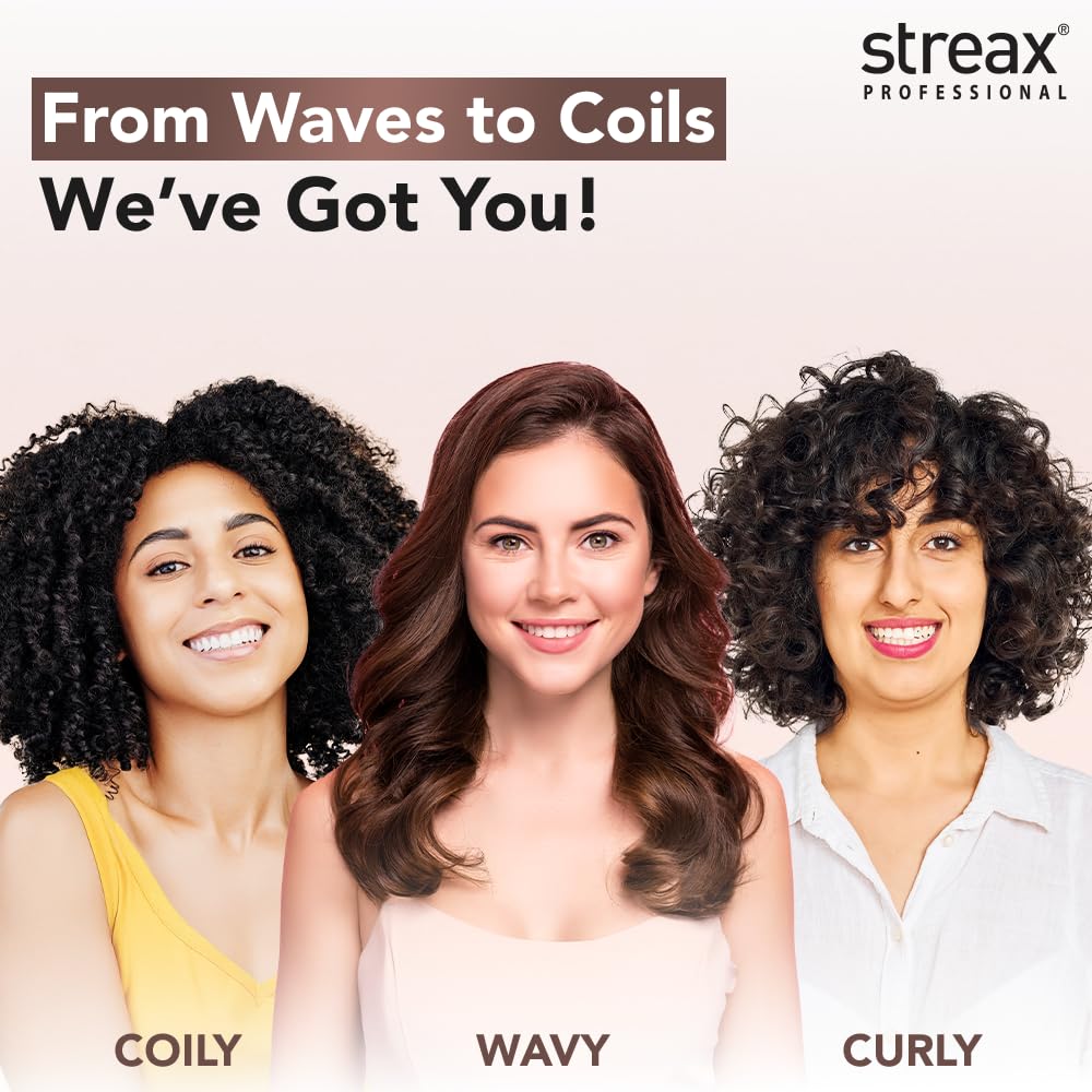 Streax Professional Curl Defining Cream, 150 gm-Leave In Curl Cream for culry hair-Moisturizes, Enhances Natural Curl Definition & Provides Medium Hold to Dry Frizzy, Wavy & Curly Hair