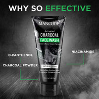 Mancode Activated Charcoal Face Wash & Charcoal Peel-Off Mask Combo for Men | Deep Cleansing, Oil Control & Detox | Minimizes Pores & Boosts Radiance | 100ml Each| Pack of 2