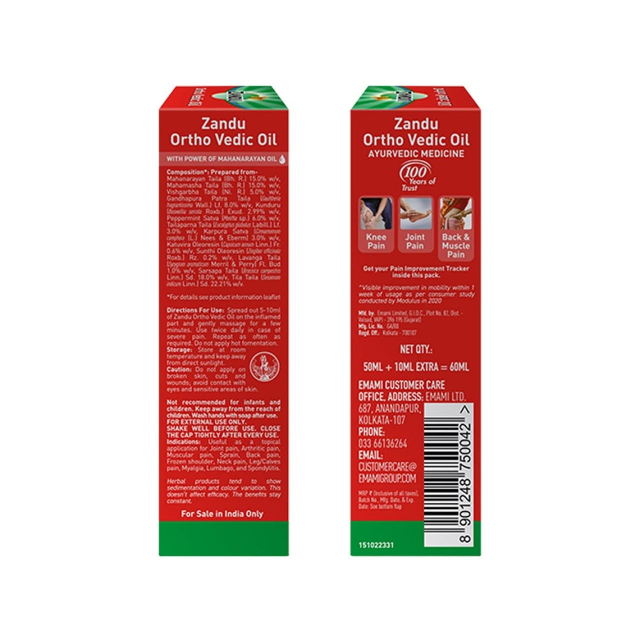Zandu Othro Vedic Oil 180ml, Ayurvedic Oil for Relief from Knee and Joint Pain,Muscle Pain, Osteoarthritis Visible Improvement in 7 days