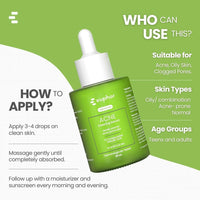 Euphor Acne Clearing Face Serum | Encapsulated Salicylic Acid, Natural AHA | enriched with Vitamin C, Niacinamide | Non-sticky, Non-greasy | Beginner-friendly Formulation for Young Adults and Teens | Acne Serum for Women and Men | 30 ml