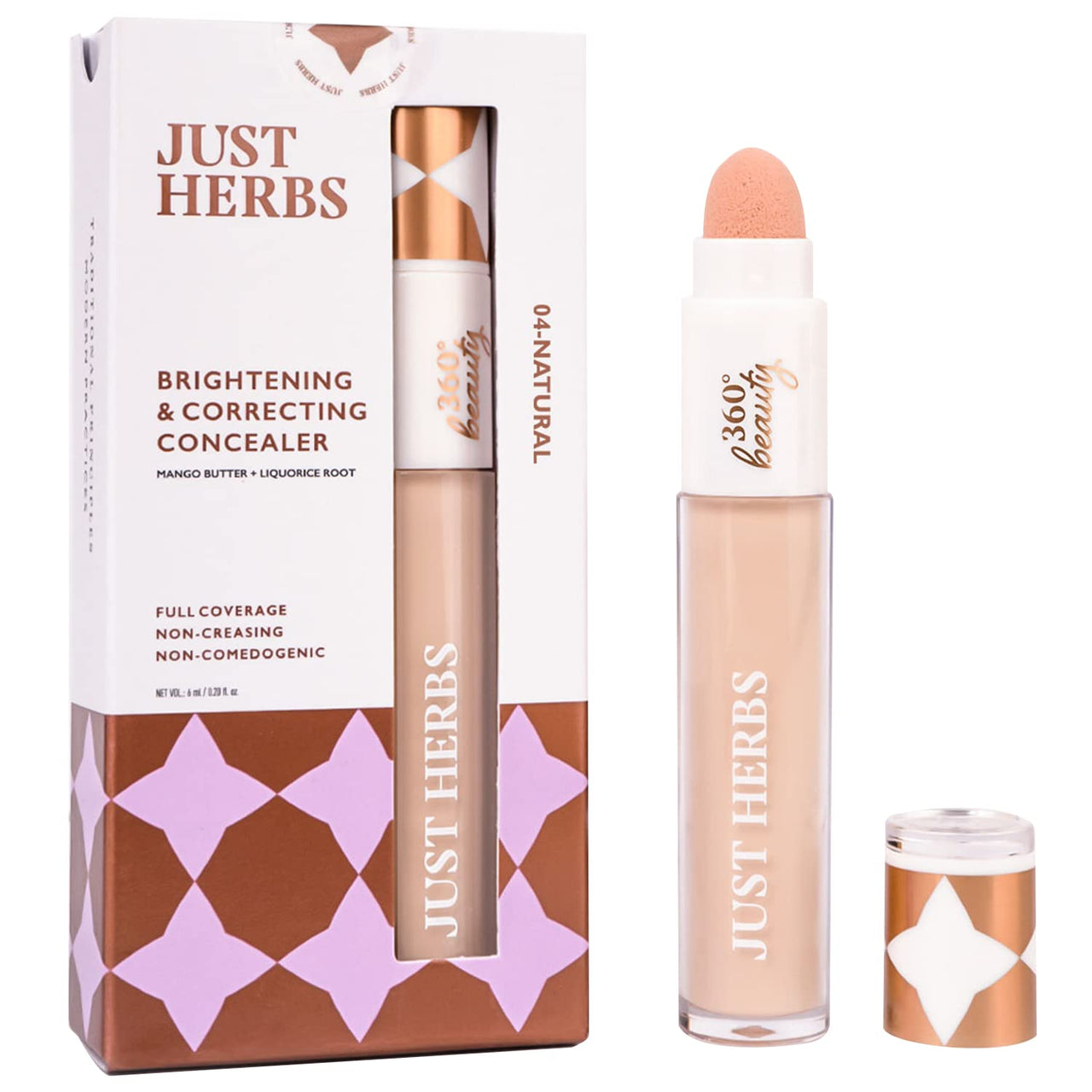 Just Herbs Full Coverage Oil All Skin Typ Concealer for Face Makeup 6ml (Natural) & Tinted Lip Balm 4 g (Cherry) Combo