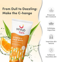 Mylo Care Vitamin C Refreshing & Brightening Face Wash - With Aloe Vera, Green Tea & Sugarcane Extracts - Hydrating Face Wash for Glowing Skin - Vitamin C Foaming Face Wash for All Skin Types -100ml